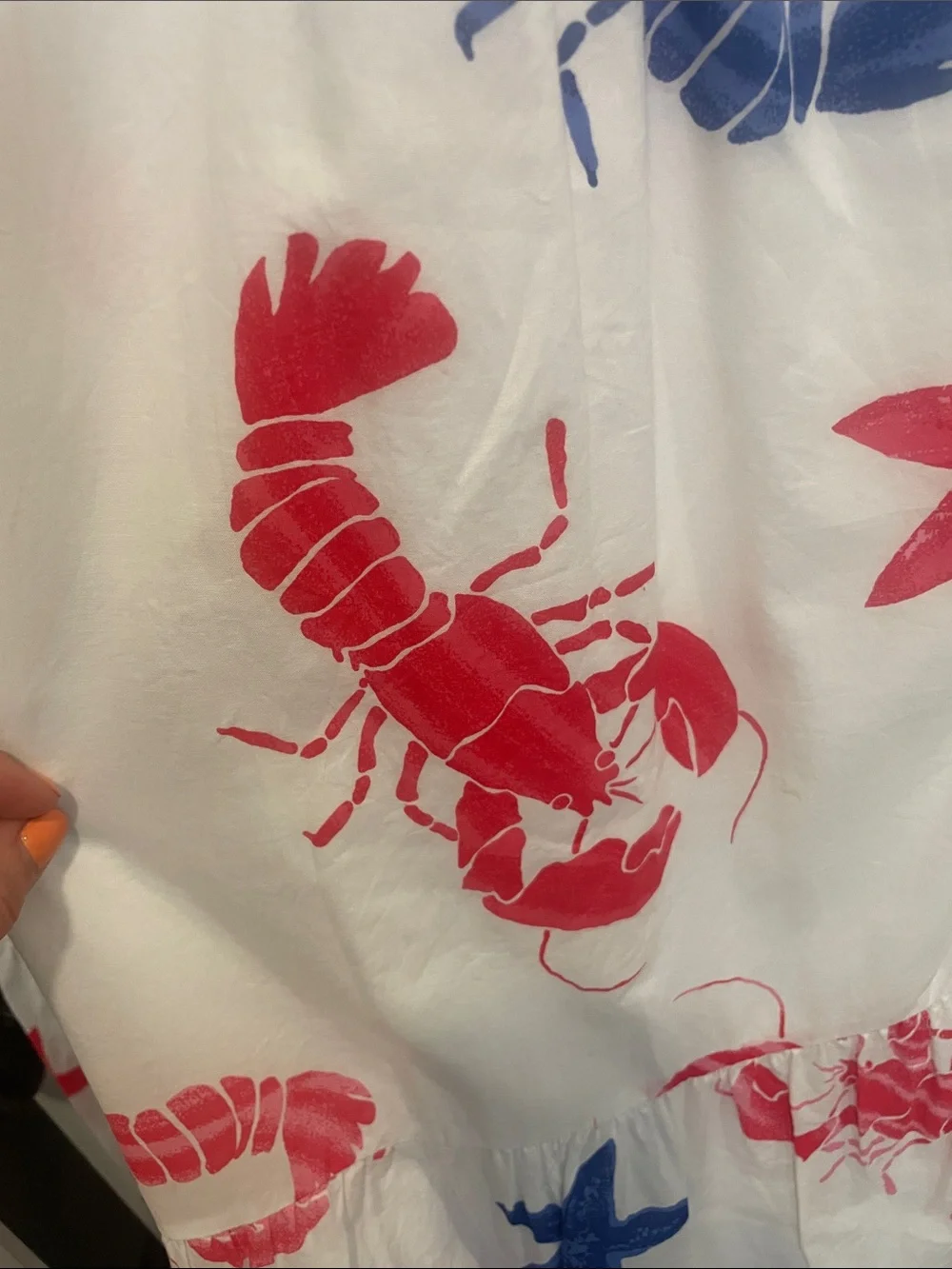 J. Crew White Midi Dress with Red & Blue Nautical Print 🦞